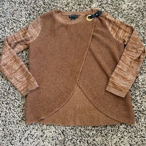 INC International Concepts Brown Sweater with Buckle Accent